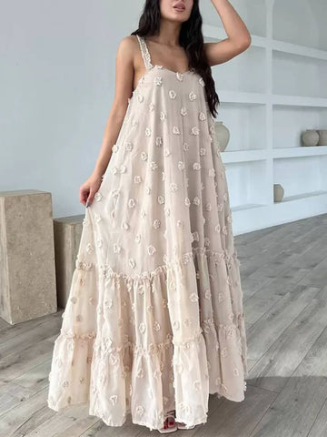 Robe longue à volants fleurie ligne A - romantisme décontracté en couches
