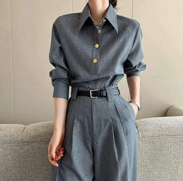Ensemble chemise et pantalon tailleur élégance affirmée - MAX FOR ME