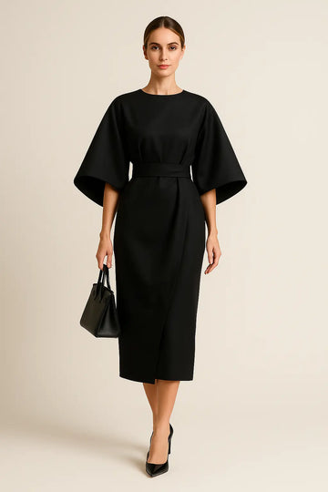 Robe Longue Élégante à Manches Lanterne