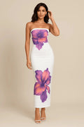 MAX FOR ME Hauts pour femmes Multicolore Pop / S Robe Longue Fleurie Contrastée – Épaules Dénudées
