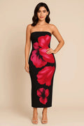MAX FOR ME Hauts pour femmes Robe Longue Fleurie Contrastée – Épaules Dénudées
