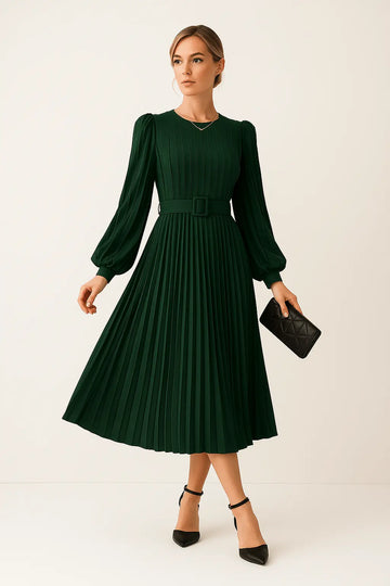 Robe Longue Plissée Verte MAX FOR ME