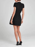 Robe Midi Élégante avec Détails de Perles – Col Bijou et Poches Ornementées
