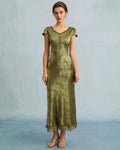 Robe Midi Femme Verte Taille M Satin Élégante MAX FOR ME