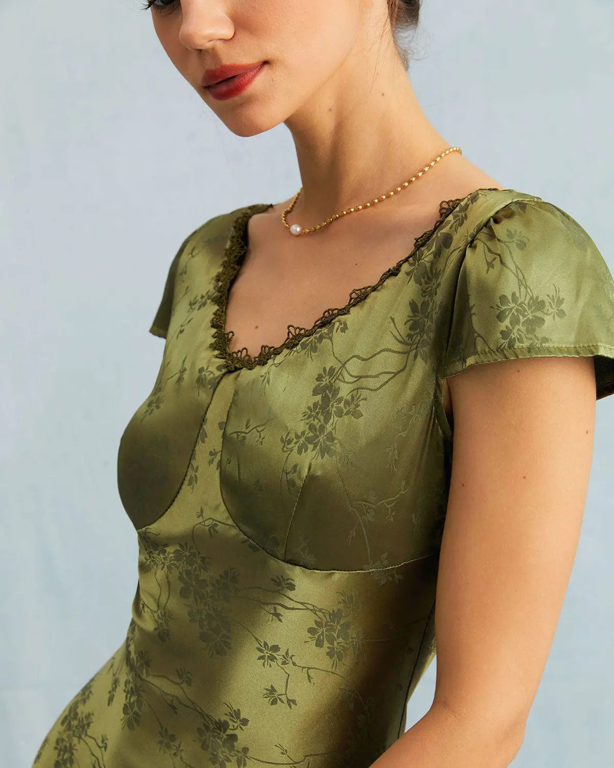 Robe Midi Femme Verte Taille M Satin Élégante MAX FOR ME