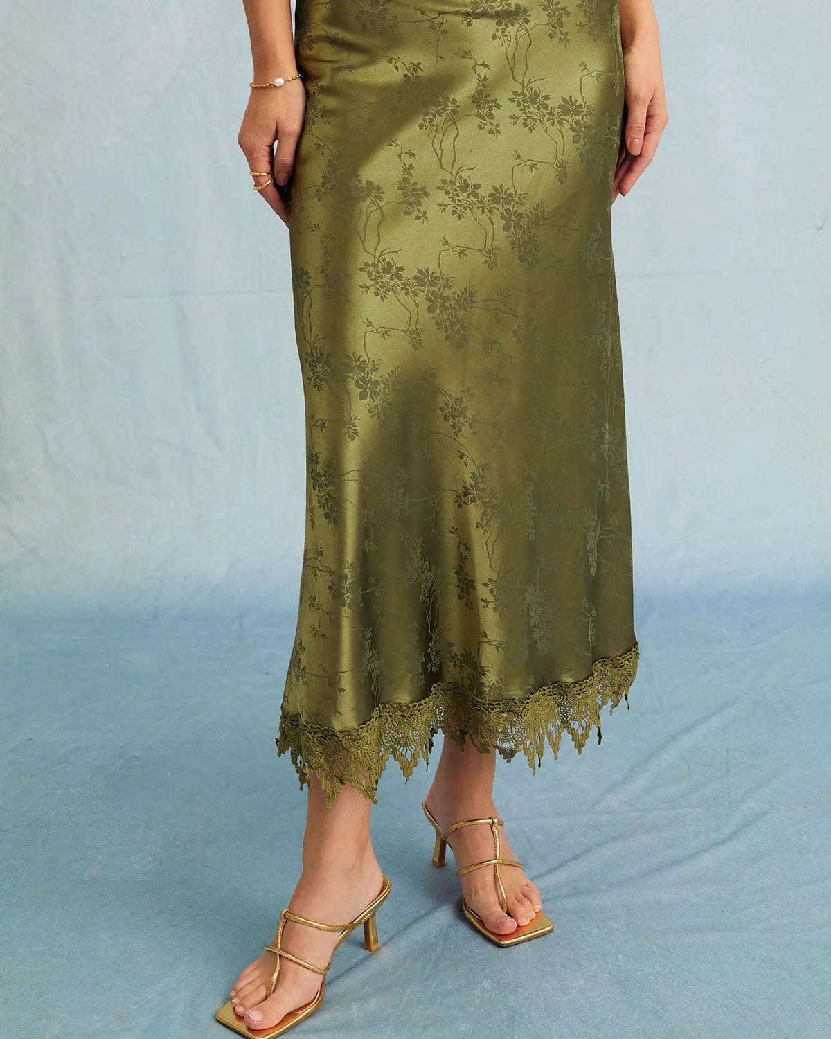 Robe Midi Femme Verte Taille M Satin Élégante
