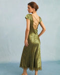 Robe Midi Femme Verte Taille M Satin Élégante MAX FOR ME