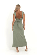 Robe Midi Sculptante Femme – Échancrure Élégante & Dos Noué MAX FOR ME