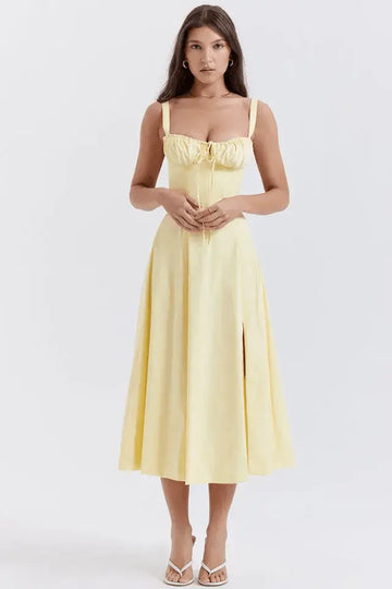 Robe longue avec corset Amaya – Élégance en coton et féminité affirmée
