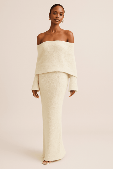 Robe Longue Marisol en Bouclé Elégante