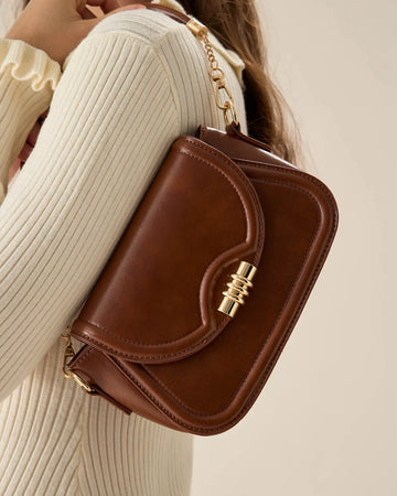 Sac à rabat de boucle en métal marron