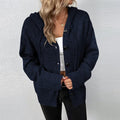 Cardigan à capuche en maille texturée - douceur et style décontracté - MAX FOR ME Bleu foncé / S MAX FOR ME