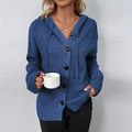 Cardigan à capuche en maille texturée - douceur et style décontracté - MAX FOR ME Bleu / S MAX FOR ME