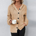 Cardigan à capuche en maille texturée - douceur et style décontracté - MAX FOR ME Kaki / S MAX FOR ME