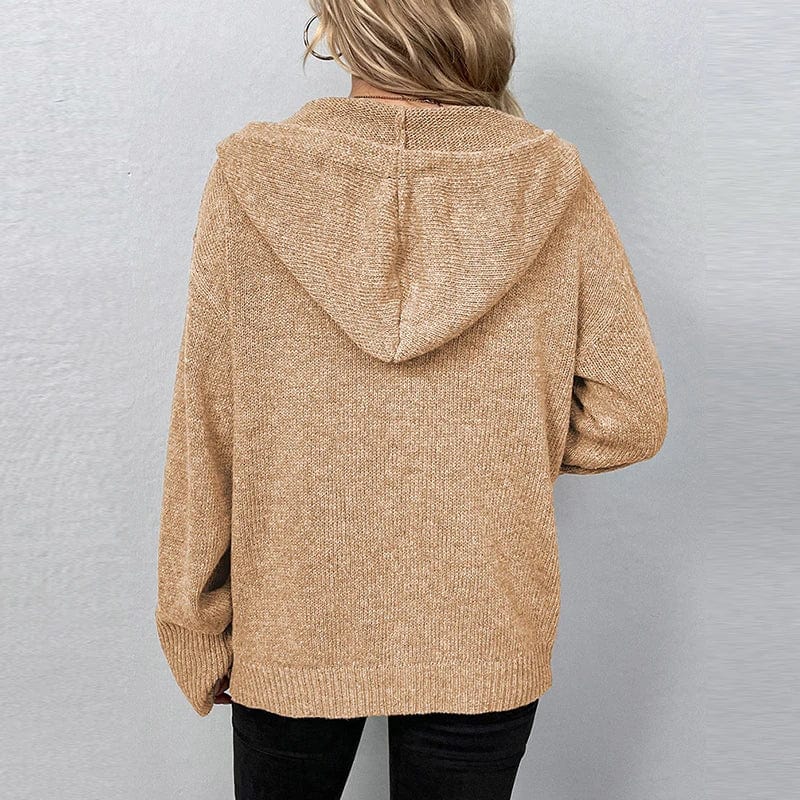 Cardigan à capuche en maille texturée - douceur et style décontracté - MAX FOR ME MAX FOR ME