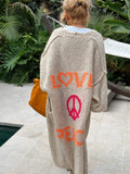 Cardigan amour et paix pour femme Beige / S MAX FOR ME