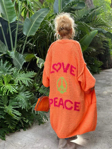 Cardigan amour et paix pour femme Orange / S MAX FOR ME
