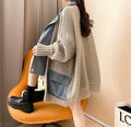 Cardigan ample femme maille et denim collection Max oversize - Style décontracté chic automne-hiver Beige / S MAX for ME