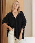 Cardigan col V maille femme ajustée élégance minimaliste MAX FOR ME Noir / S MAX FOR ME