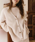 Cardigan col V maille femme ajustée élégance minimaliste MAX FOR ME Rose clair / S MAX FOR ME
