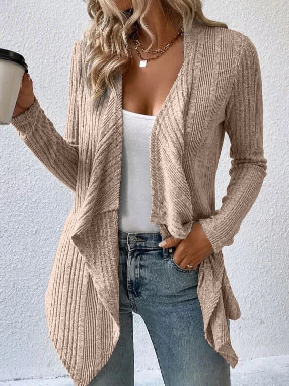 Cardigan décontracté ouvert sur le devant pour femme Kaki / S MAX FOR ME