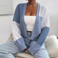 Cardigan gilet en maille tricolore à manches longues décontracté chic - MAX FOR ME Bleu ciel / S MAX FOR ME