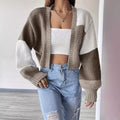 Cardigan gilet en maille tricolore à manches longues décontracté chic - MAX FOR ME Kaki / S MAX FOR ME