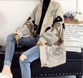 Cardigan laine oversize femme motif lettre style urbain MAX FOR ME Beige / S MAX FOR ME