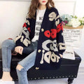 Cardigan laine oversize femme motif lettre style urbain MAX FOR ME Noir / S MAX FOR ME