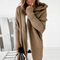 Cardigan long capuche femme sans boutons cocooning moderne MAX FOR ME Marron / S MAX FOR ME