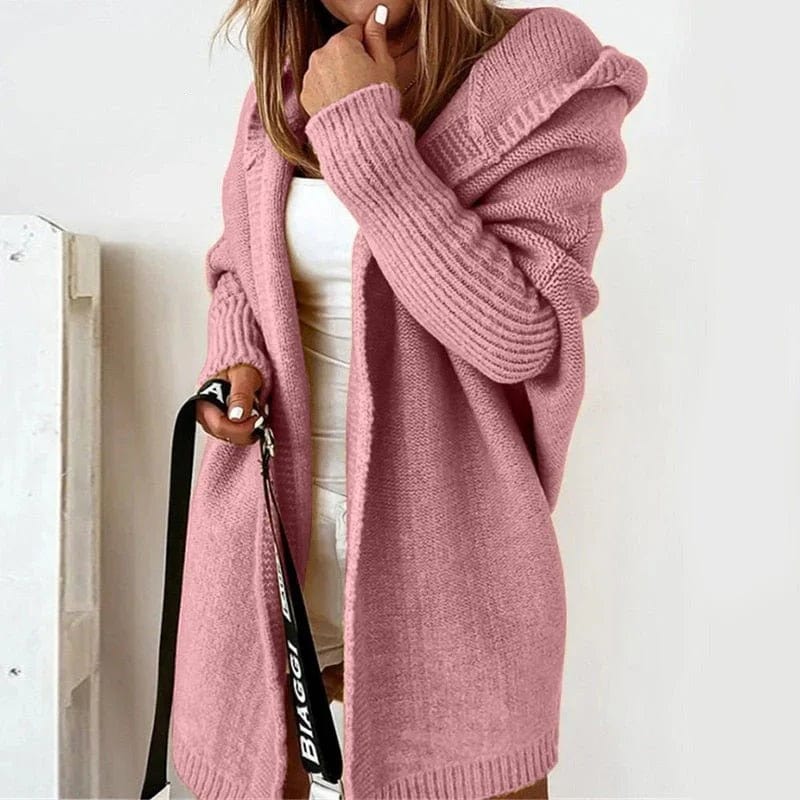 Cardigan long capuche femme sans boutons cocooning moderne MAX FOR ME Rose clair / S MAX FOR ME
