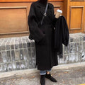 Cardigan long en maille pour femme - Robe confortable ceinturée avec col à revers - Style décontracté et chic pour l'automne/hiver Noir / Taille unique MAX FOR ME