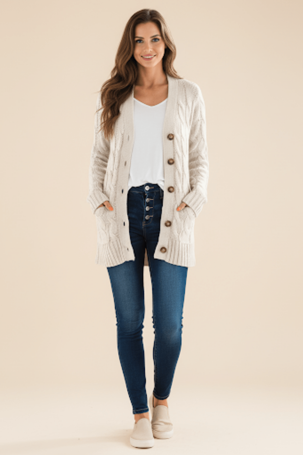 Cardigan long ouvert en maille pour femme style décontracté chic - MAX FOR ME MAX FOR ME