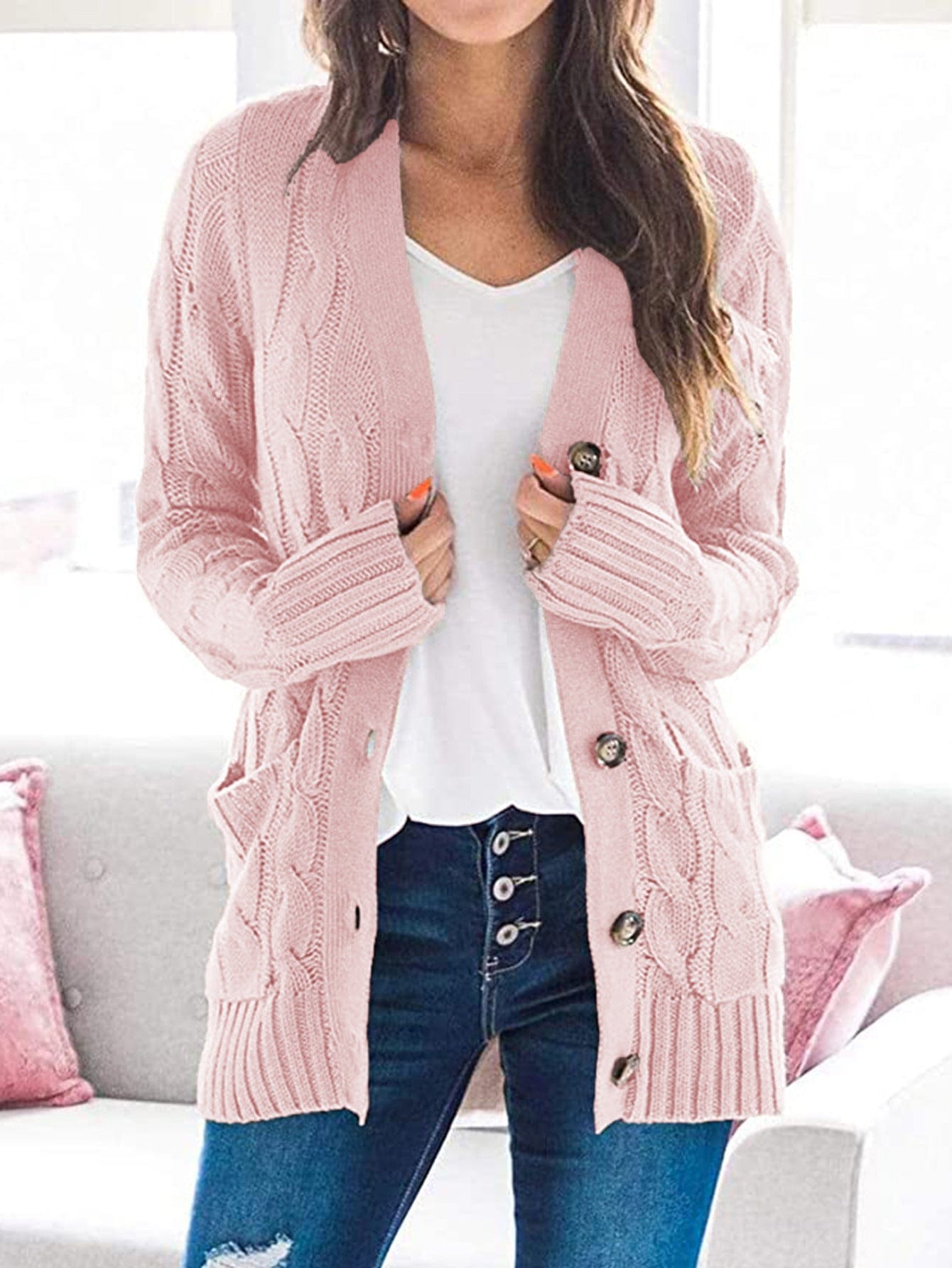 Cardigan long ouvert en maille pour femme style décontracté chic - MAX FOR ME MAX FOR ME