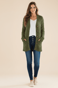 Cardigan long ouvert en maille pour femme style décontracté chic - MAX FOR ME Vert Doré / S MAX FOR ME