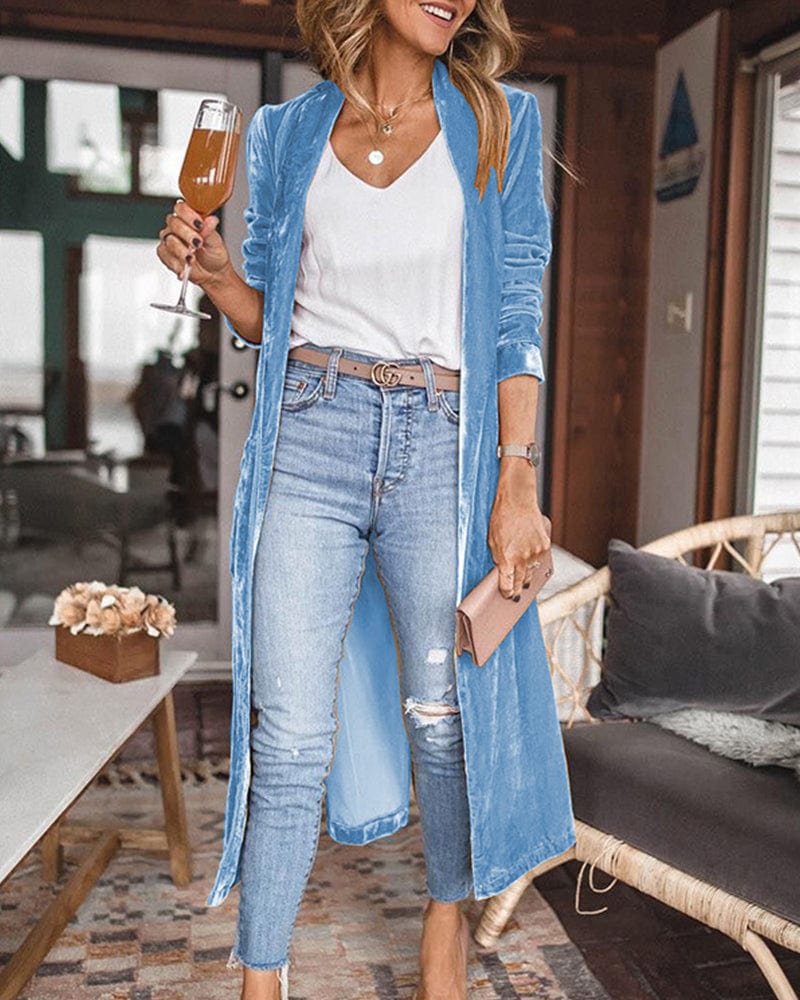 Cardigan long pour femme Bleu / S MAX FOR ME