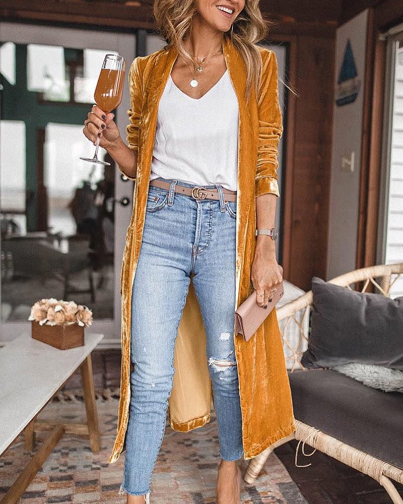 Cardigan long pour femme Jaune / S MAX FOR ME