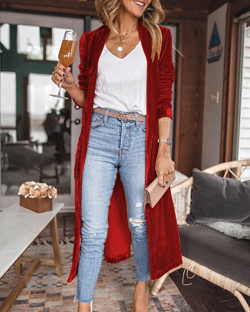 Cardigan long pour femme Rouge / S MAX FOR ME