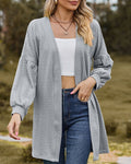 Cardigan long texturé - élégance et style au quotidien - MAX FOR ME Gris / S MAX FOR ME
