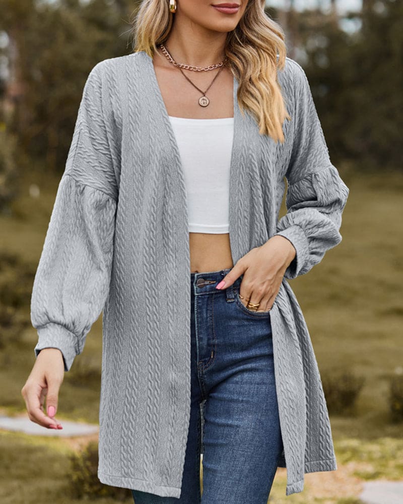 Cardigan long texturé - élégance et style au quotidien - MAX FOR ME Gris / S MAX FOR ME