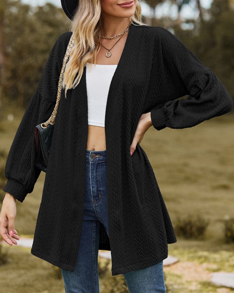 Cardigan long texturé - élégance et style au quotidien - MAX FOR ME Noir / S MAX FOR ME