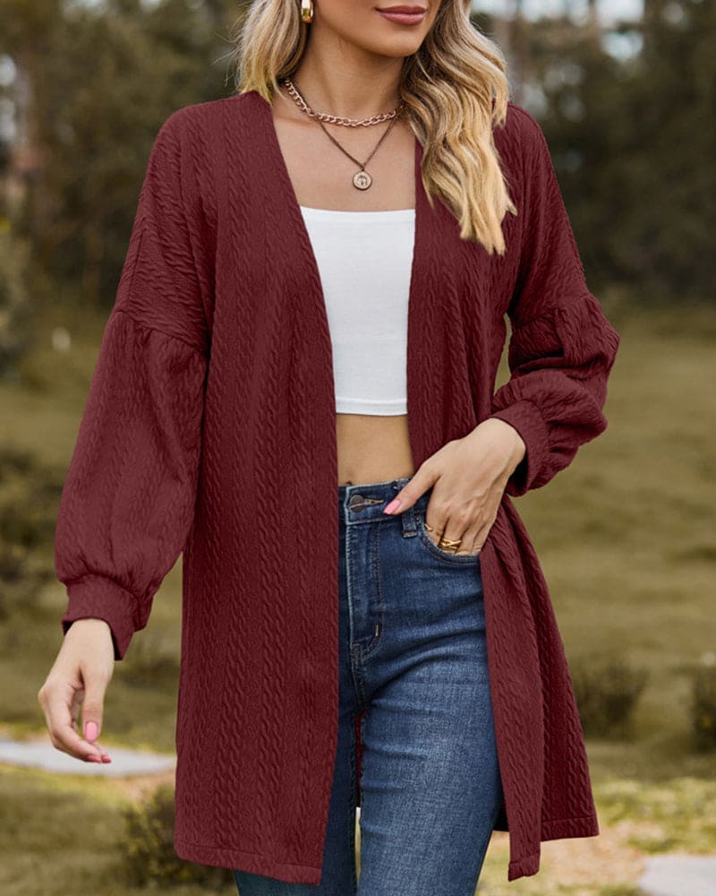 Cardigan long texturé - élégance et style au quotidien - MAX FOR ME Rouge Nuit / S MAX FOR ME