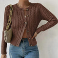 Cardigan maille torsadée femme col rond cosy décontracté MAX FOR ME Marron / S MAX FOR ME