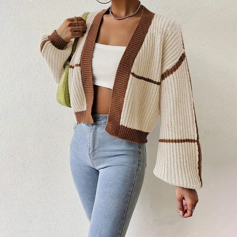 Cardigan structuré à bords contrastants - chic et moderne - MAX FOR ME Beige / S MAX FOR ME