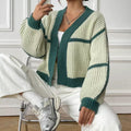 Cardigan structuré à bords contrastants - chic et moderne - MAX FOR ME Vert doux / S MAX FOR ME