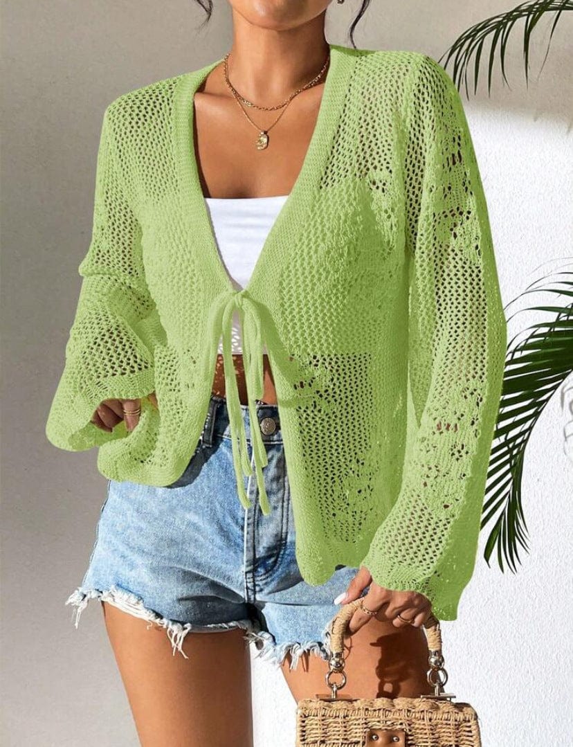 Cardigan tricoté pour femme – Ouvert sur le devant – Coupe ample – Couche légère et respirante Vert / S MAX FOR ME