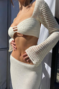 Ensemble bohème en crochet à deux pièces avec top court et jupe longue MAX FOR ME