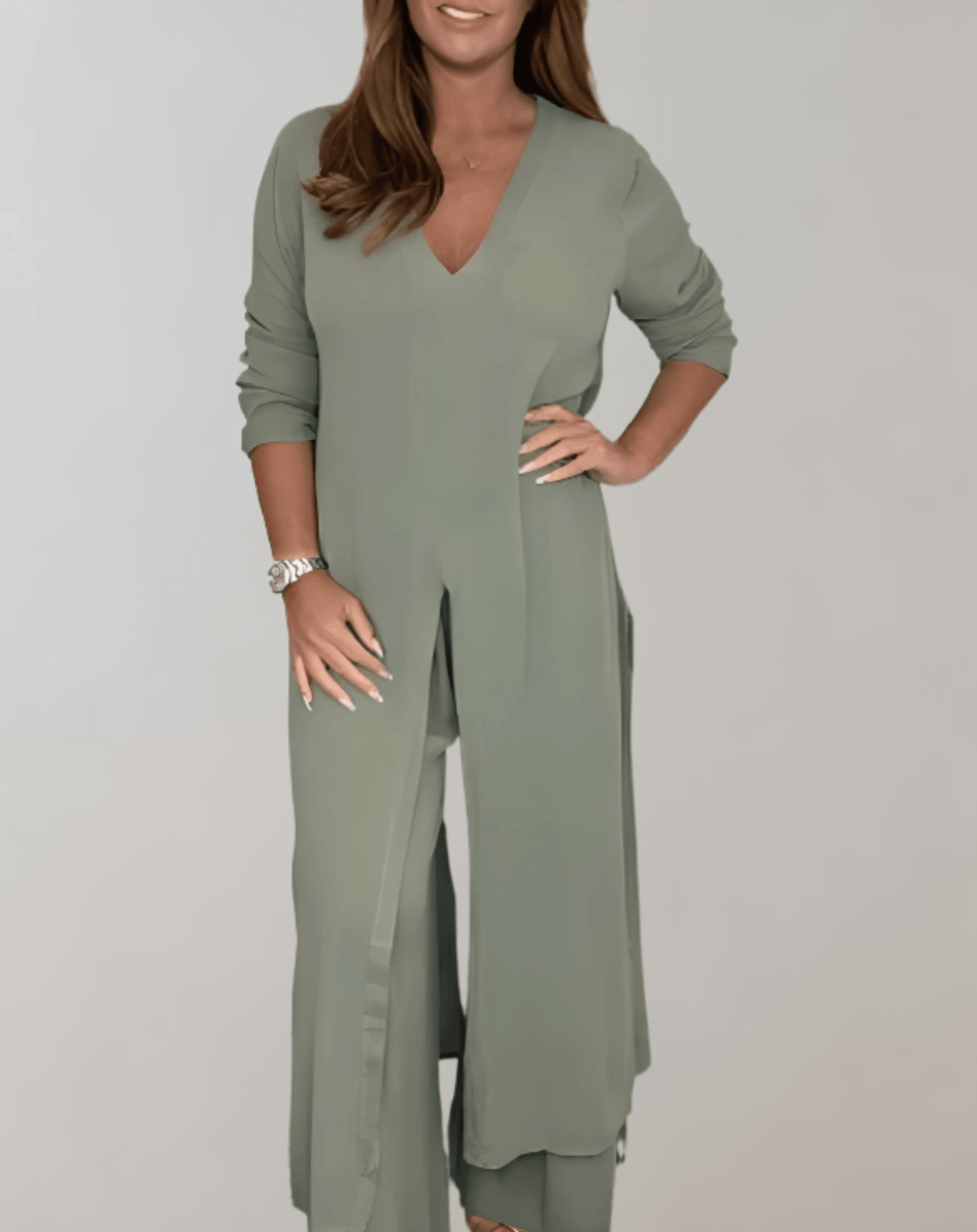 Ensemble confort tunique et pantalon - une élégance au quotidien - MAX FOR ME Vert / S MAX FOR ME