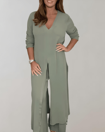 Ensemble confort tunique et pantalon - une élégance au quotidien - MAX FOR ME Vert / S MAX FOR ME