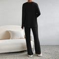 Ensemble de vêtements d'intérieur pour femme - Tricot côtelé - Haut col en V et pantalon droit - Coupe décontractée MAX FOR ME